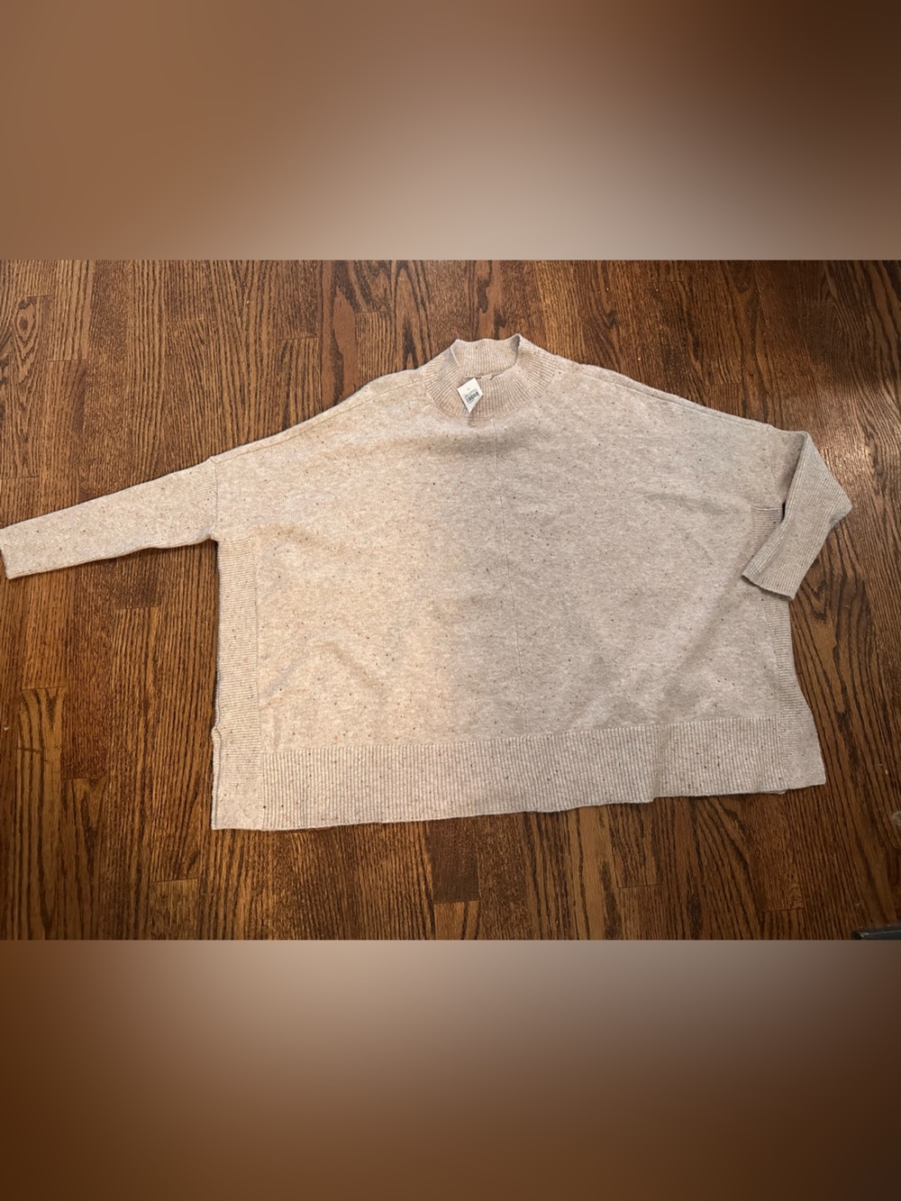 LOFT Neutral Cream Oversized Cowl-Neck Sweater